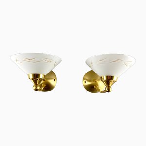 Hand-Crafted & Mouth Blown Glass Wall Sconces from Bankamp, Germany, Set of 2