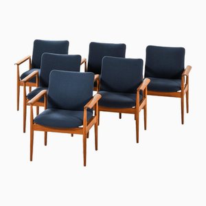Model FD 209 Diplomat Armchairs attributed to Finn Juhl for Cado, 1960s, Set of 6