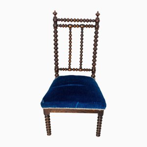 Napoleon III Chair with Turned Beech & Velvet for Child, 1880s