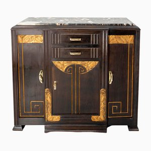 Art Deco French Painted Iko Marble Top Buffet, 1930s