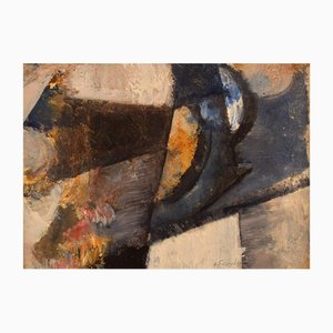 Hans Fritzdorf, Abstract Composition, Oil on Canvas, Mid-20th Century, Framed