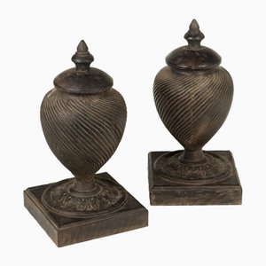 Vasi in legno in stile neorinascimentale, set di 2