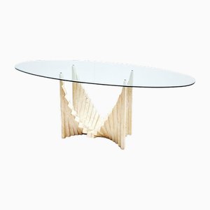 Sculptural Travertine Dining Table, Italy, 1970s
