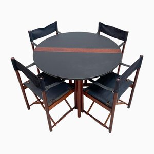 Table de Salle à Manger Pliante et Chaises de Hyllinge Møble, Danemark, 1970s, Set de 5