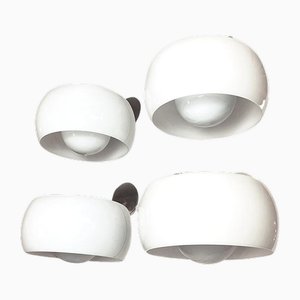 Italian Modern Omega Sconces by Glass and Metal by Vico Magistretti for Artemide, 1970s, Set of 4