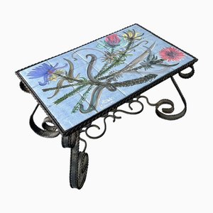 Floral Tile and Iron Coffee Table