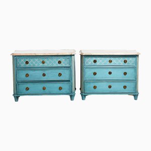 Chests of Drawers with Marbled Tops, 1890s, Set of 2