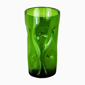 Vaso grande in cristallo verde, anni '70