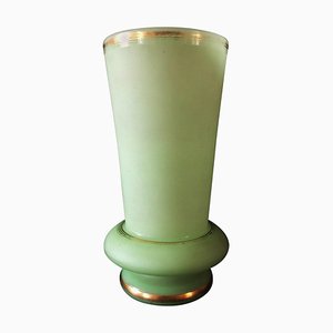 Art Deco Green Opaline Vase, 1940s