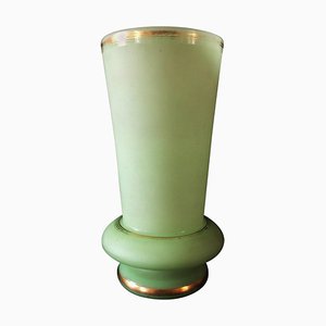 Vaso Art Deco in vetro opalino verde, anni '40