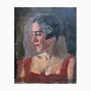 Alexis Louis Roche, Portrait de Femme, Coiffure des Années 20, 1929, Huile sur Toile