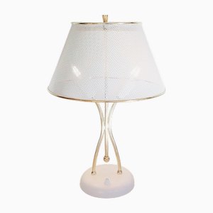 Table Lamp in Perforated Sheet Metal & Brass attributed to Bag Turgi, Switzerland, 1950s