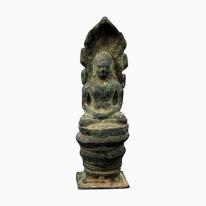Période Angkor Artiste Khmer, Sculpture Bouddha Naga, 1200, Bronze