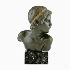 Constant Roux, Art Deco Büste des jungen Achilles, 1920er, Bronze