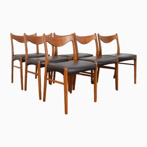 Mid-Century Danish Teak & Leather Dining Chairs by Arne Wahl Iversen for Glyngøre Stolefabrik, 1960s, Set of 6