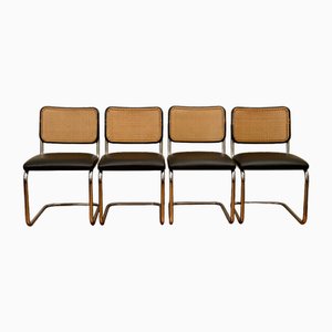 Black Leather S32 Cantilever Chairs by Marcel Breuer for Thonet, 1980s, Set of 4