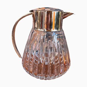 Silver-Plated Crystal Glass Jug, 1930s