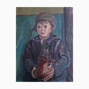 Janebé, Portrait d'enfant portant une carafe, Oil on Canvas