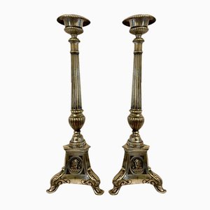 Portacandele vittoriani in ottone, metà XIX secolo, set di 2