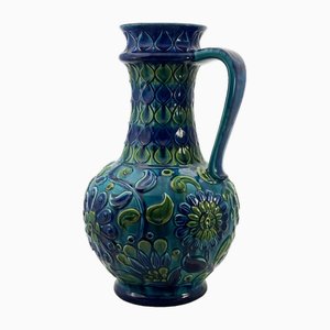 Large Floor Vase in Blue and Green by Bay Keramik, 1970s