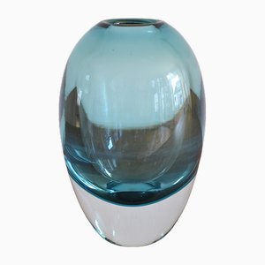 Scandinavian Aqua-Colored Glass Flower Vase, 1960s