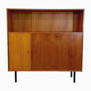 Mueble escandinavo vintage de teca y metal negro, años 60