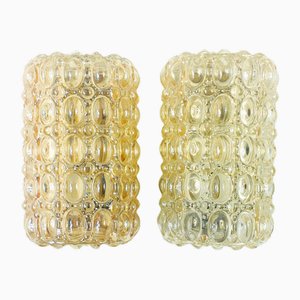 Amber Bubble Glass Wall Lights from Limburg, Germany, 1960s, Set of 2