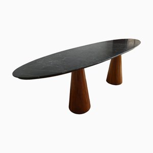 Vintage Table in Black Marquina Marble and Cherrywood, 1980s