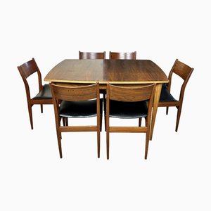 Mid-Century Dining Table and Chairs from Uniflex, Set of 7