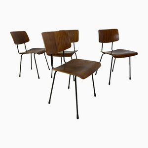 Chaises de Salle à Manger en Teck et Acier par Tjerk Reijenga pour Pilastro, 1950s, Set de 4