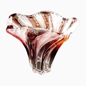 French Crystal Glass Vase, 1950s