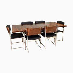Dining Table & Chairs by Cees Braakman for Pastoe, 1950s, Set of 7