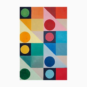 Natalia Roman, Primary Tones Geometric Rainbow, 2022, Acrilico su carta da acquerello