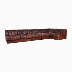 Ds-11 Sofa in Cognac Patchwork Leather from de Sede, 1970s, Set of 6