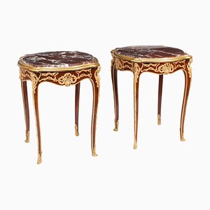19th Century French Louis Revival Ormolu Occasional Tables with Marble Tops, Set of 2