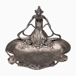 Art Nouveau Silver-Plated Dish with Woman Decor from WMF, 1890s