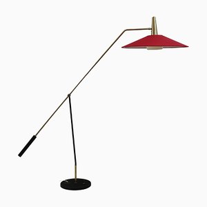 Mid-Century Stehlampe mit Gegengewicht aus Nickel & Messing von Rupert Nikoll, 1960er