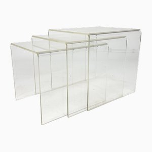 Vintage Acrylic Nesting Tables, 1970s, Set of 3