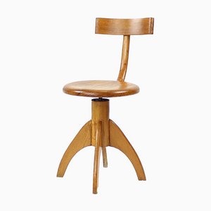 Swivel Piano Stool with Backrest in Oak attributed to Michael Thonet for Ton, Former Czechoslovakia, 1950s