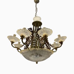 Lámpara de araña Tole veneciana de cristal de Murano, años 60
