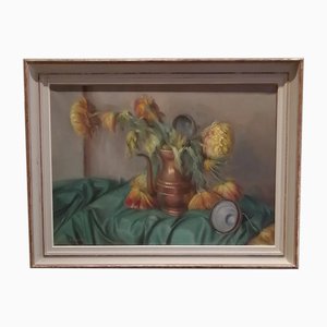 Aurèle Barraud, Nature morte et son pot en cuivre, Oil on Canvas, Framed