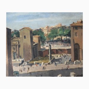Luigi Surdi, Monte Savello, 1942, Oil on Wood, Framed