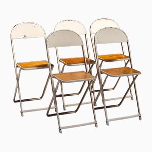 Oda Folding Chairs in Metal & Plywood by Friso Kramer, 1930s, Set of 5