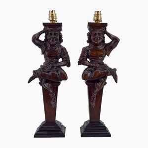 19th Century Gothic Jesters Lamps, France, Set of 2