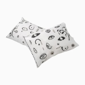 Hand-Painted Cotton Eyes Pillow Cases by Jodie Niss, Set of 2