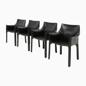 Cab 413 Chairs by Mario Bellini for Cassina, 1980s, Set of 4