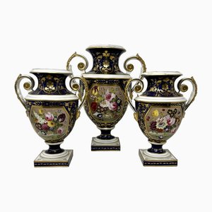 Garniture English Royal Crown Derby Porcelain Vases by Thomas Steel, Set of 3