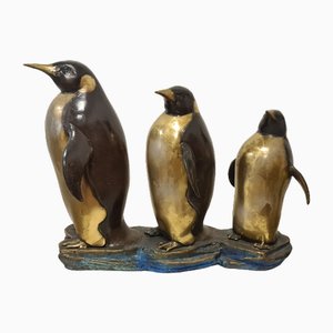 Sculpture Pingouins Art Déco en Bronze, 1920s