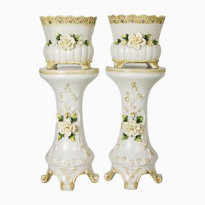 Mid-Century Planters on Pedestal Stands from Capodimonte, Italy, 1950s, Set of 4