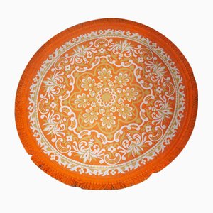 Alfombra vintage redonda reversible en naranja, años 70
